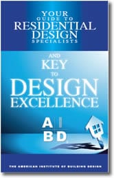 Blue book cover for "Your Guide to Residential Design Specialists and Key to Design Excellence".