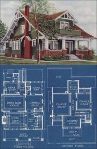 Example blue print with house rendering on top.