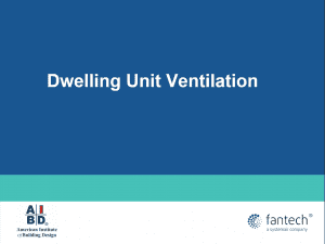 Title slide for the AIBD presentation titled "Dwelling Unit Ventilation."