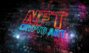 Stock photo that says NFT Crypto Art.