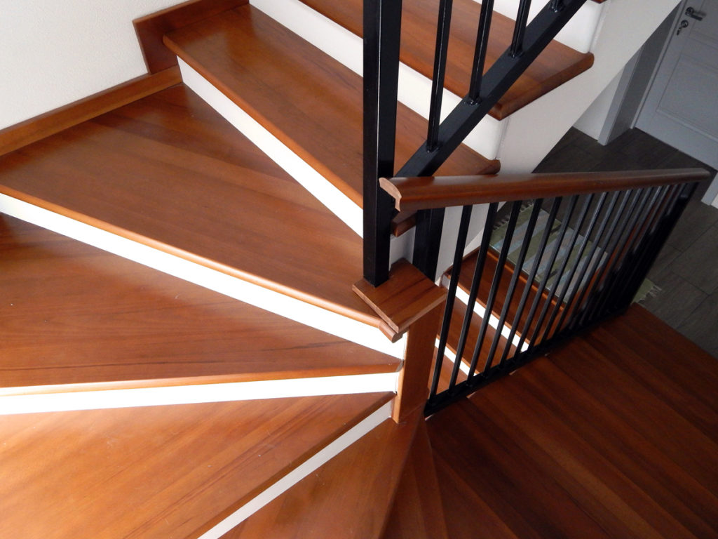 Photograph of beautiful wooden kite winder style stairs.